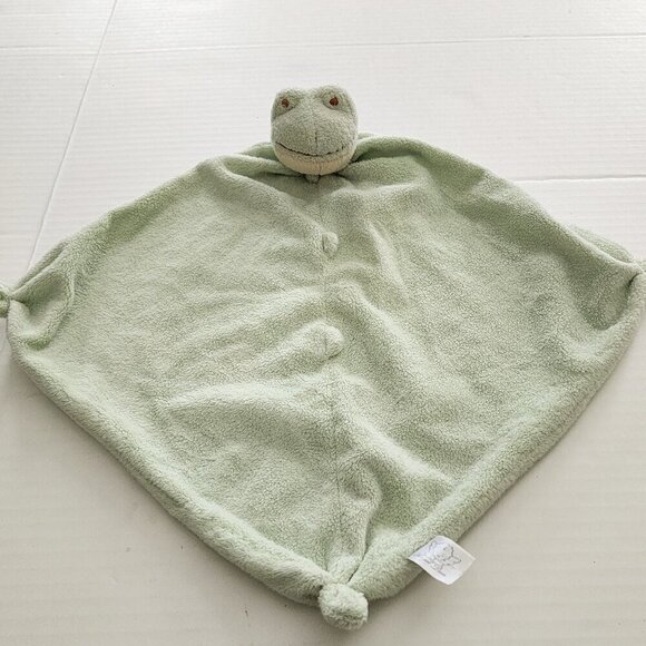 Angel Dear green frog plush lovey security blanket eyes open - Picture 1 of 7